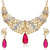 Jewelmaze Gold Plated Pink Alloy Necklace Set For Women