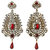 Kriaa by JewelMaze Kundan Red Austrian Stone Pearl Gold Plated Dangle Earrings-AAA0117