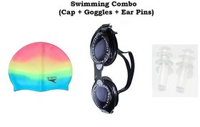 Swimming Combo (Cap + Eye cover + Ear Pin) - Assorted