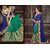 Styloce Green  Blue Georgette Embroidered Saree With Blouse