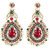 Kriaa by JewelMaze Zinc Alloy Red And Green Austrian Stone Gold Plated Dangle Earrings-AAA0055