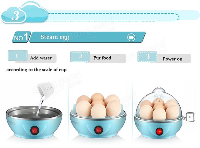 Shopper52 Portable Electric 7 Egg Boiler Egg Poacher Egg Cooker