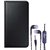 Flip cover For Lava A71 (BLACK) With Tarang Earphone Wired With Mic