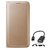 Flip cover For Micromax Bolt supreme 4 Q352 (GOLD) With Micro Otg Cable-Color May Vary