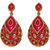 Kriaa by JewelMaze Zinc Alloy Kundan Pink Meenakari Pearl Gold Plated Dangle Earrings-PAA0505
