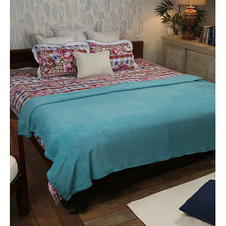 Buy Just Essential Soft Feel Ocean Blue Color Solid Single Bed