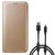 Flip cover For Vivo Y55 (GOLD) With Genuine Micro USB Charging Data Cable