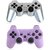 XFUNY Pair of 2 Wireless Bluetooth Game Controllers for Sony PlayStation 3 PS3 Double Shock (1 Silver + 1 Purple)