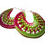 earring handmade crochet earing     green pinkdark