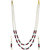 VISHAKA PEARLS  JEWELLERS Fancy Red, Green and White Double Line Pearl Set