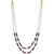 VISHAKA PEARLS  JEWELLERS Fancy Red, Green and White Double Line Pearl Set