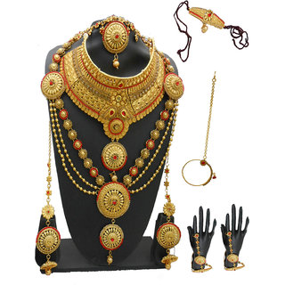 Buy My Design Antique Traditional Bridal Gold Plated Wedding Designer Dulhan Set Full Necklace Jewellery Set Online 4579 from ShopClues