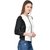 Raabta Fashion White Leather Biker Jacket For Women
