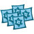 Zikrak Exim Blue Geometrical Polyester Big Lily Flower Patch Cushion Cover Blue Sky Blue 5 Pcs Set (40 X 40 Cms)