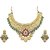 Mithya by JewelMaze Meenakari Multicolor Austrian Stone And Pota Gold Plated Zinc Alloy Necklace Set-DAA0053
