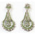 Kriaa by JewelMaze Zinc Alloy Green Austrian Stone Silver Plated Dangle Earrings -PAA0467