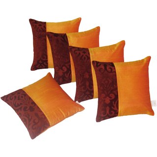 Zikrak Exim Orange  Abstract Cushion cover ( Pack of 5 30X30cm )