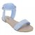 Estatos Open Toe Blue, Brown, Purple Ankle Strap Frosted Leather Flat Sandal