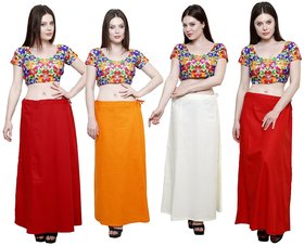 eFashionIndia Women Cotton Saree Petticoats Inskirt combo of 4