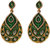 Kriaa by JewelMaze Kundan Green Meenakari Pearl Gold Plated Dangle Earrings-PAA0504