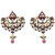 Kriaa by JewelMaze Purple And Green Austrian Stone Meenakari Gold Plated Dangle Earrings-AAA0082