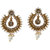Kriaa by JewelMaze Pearl Austrian Stone Antique Gold Plated Chandbali Earrings-PAA0561