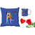 meSleep I Love You Valentine Blue Digital Printed Cushion Cover (16x16) & Mug With Free Artificial Rose And Key Chain