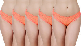 Fasense Orange Solid Set of 5 Hipster Panties