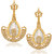 Kriaa by JewelMaze Pearl White Resin Gold Plated Chandbali Earrings -AAA0259