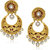 Kriaa by JewelMaze Brown Peral Stone Gold Plated Chandbali Earrings-AAA0302