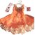 Party Wear Frock With Attached Diamond Necklace Design  - Peach