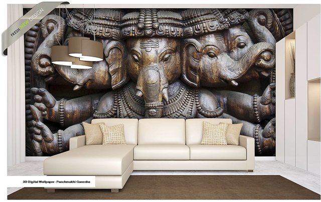 Buy Panch Ganesha 3d Custom Wallpaper Online 5960 From Shopclues