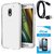 TBZ Transparent Silicon Soft TPU Slim Back Case Cover for Moto E3 Power with Data Cable and Tempered Screen Guard