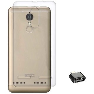 TBZ Transparent Silicon Soft TPU Slim Back Case Cover for Lenovo K6 Power with Cute Micro USB OTG Adapter