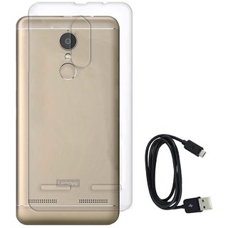TBZ Transparent Silicon Soft TPU Slim Back Case Cover for Lenovo K6 Power with Data Cable