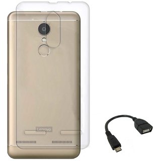 TBZ Transparent Silicon Soft TPU Slim Back Case Cover for Lenovo K6 Power with OTG Cable