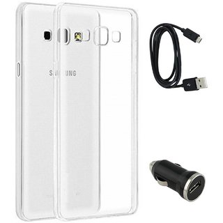 TBZ Transparent Silicon Soft TPU Slim Back Case Cover for Samsung Galaxy Z2 with Car Charger and Data Cable