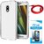 TBZ Transparent Silicon Soft TPU Slim Back Case Cover for Moto E3 Power with AUX Cable and Tempered Screen Guard