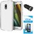 TBZ Transparent Silicon Soft TPU Slim Back Case Cover for Moto E3 Power with Car Charger and Tempered Screen Guard