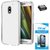 TBZ Transparent Silicon Soft TPU Slim Back Case Cover for Moto E3 Power with OTG Adaptor and Tempered Screen Guard