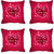meSleep Pink Love You Valentine Digital Printed Cushion Cover (16x16)-Set of 4