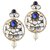 Kriaa by JewelMaze Kundan Blue Austrian Stone Meenakari Pearl Drop Gold Plated Dangle Earrings - AAA0431