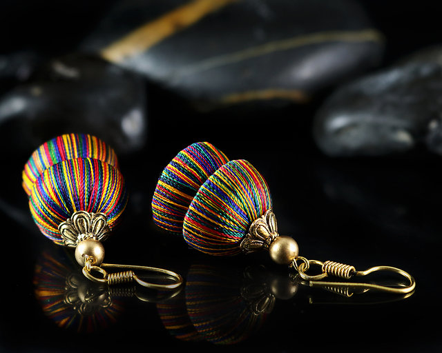 Multi colour outlet thread earrings