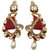 Kriaa by JewelMaze Kundan Maroon Meenakari Austrian Stone Pearl Drop Gold Plated Dangle Earrings - AAA0487