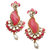 Kriaa by JewelMaze Kundan Pink Meenakari Austrian Stone Pearl Drop Dangle Earrings  - AAA0488