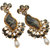 Kriaa by JewelMaze Kundan Grey Meenakari Austrian Stone Pearl Drop Dangle Earrings  - AAA0489
