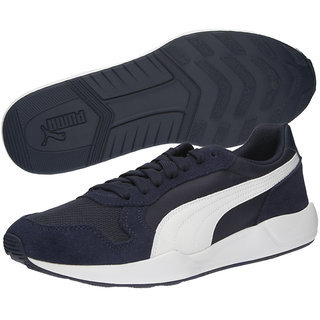 puma round toe lace up sneakers black