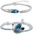 OM Jewells Rhodium Plated Blue Alloy Bracelets for Women- (Combo Of 2)