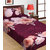 SNS MAROON FLORAL POLY COTTON SINGLE BED SHEET WITH 1 PILLOW COVER
