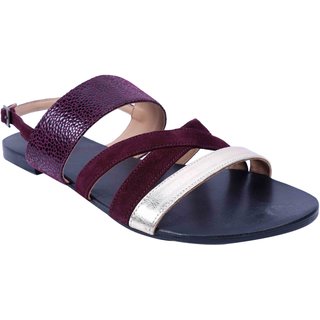 maroon flat sandals